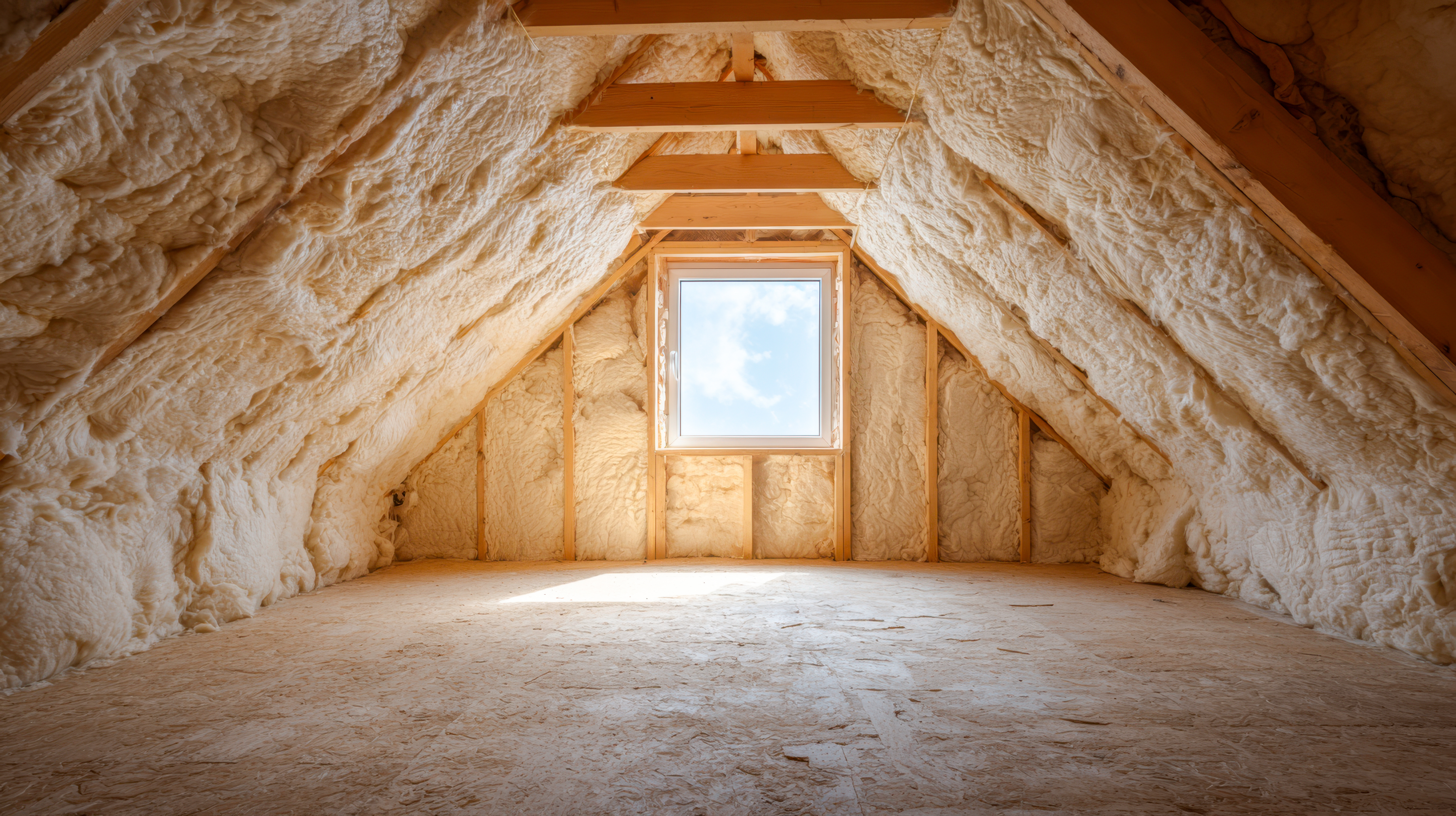 Spray foam insulation in an attic in Charlotte