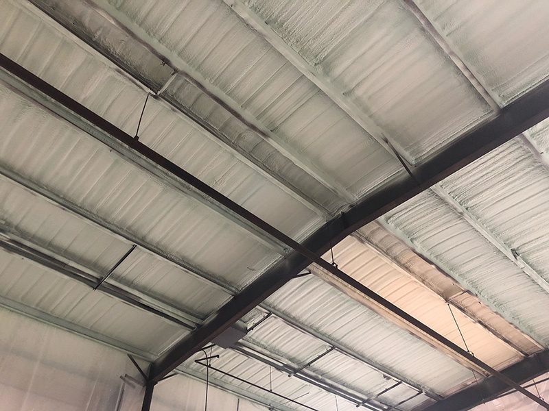 Spray foam metal building insulation