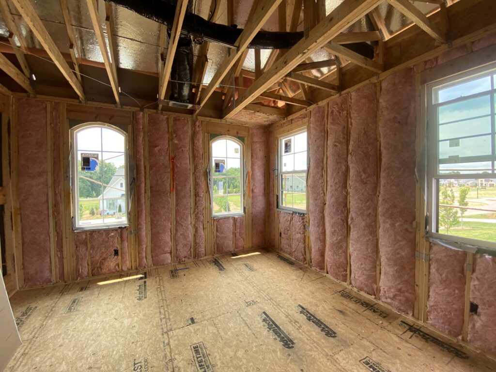 New wall insulation in a new build in Charlotte