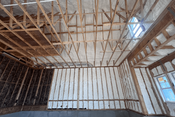 Spray foam insulation in a new build
